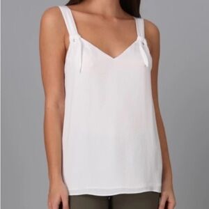 Knotted Strap Front Tank Women's Top - White
